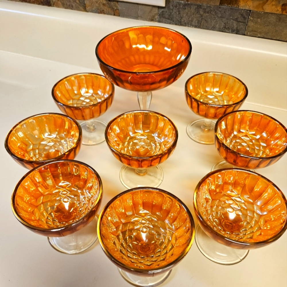 9 piece carnival glass